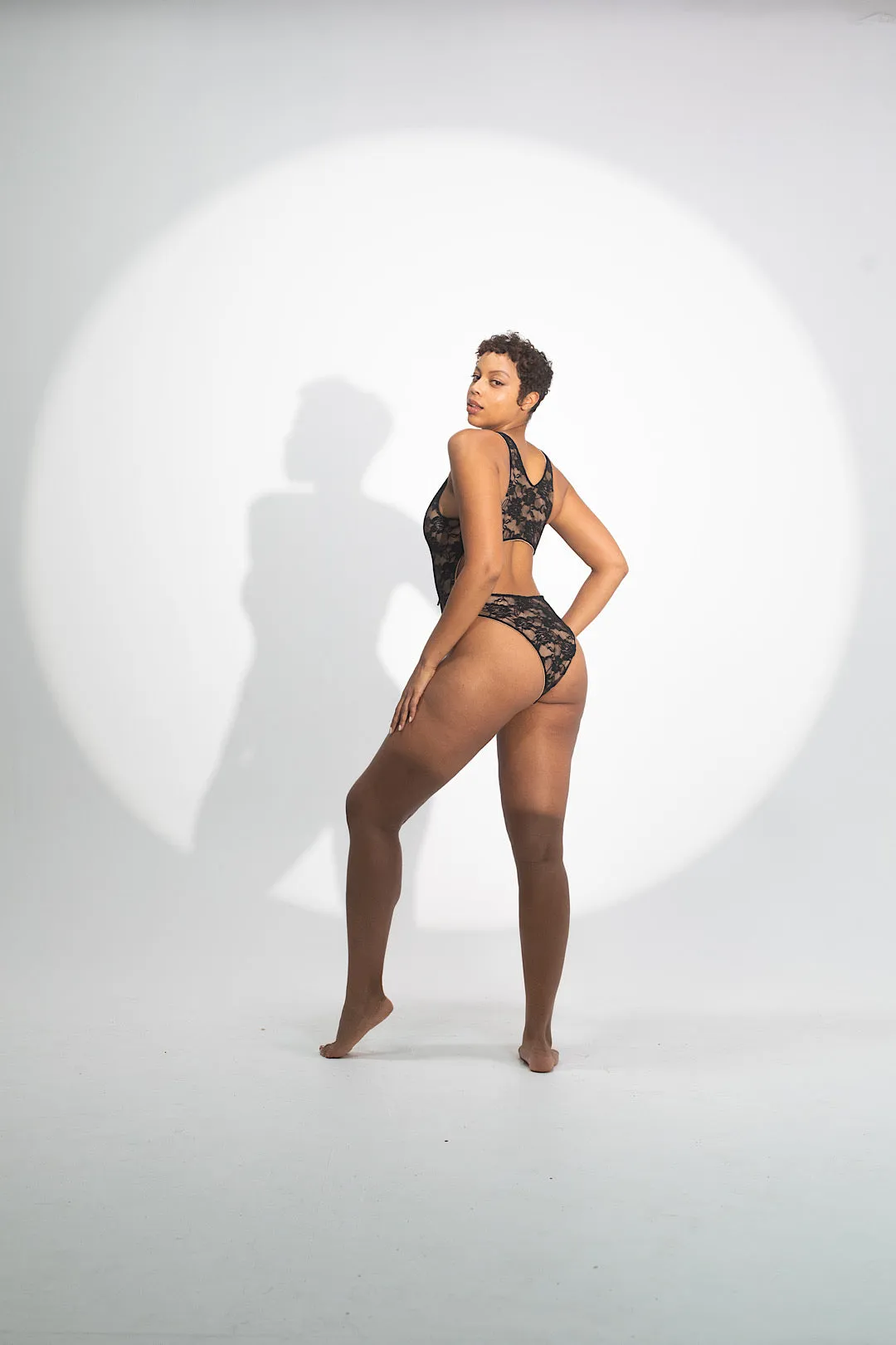 Black Lace | Lace Up One Piece